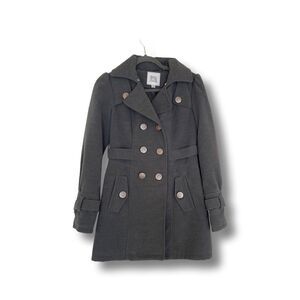 Blanc Noir Gray Pea Coat Double Breasted S